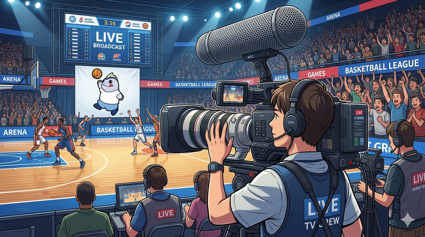 TV局クルーが業務用カメラで撮影