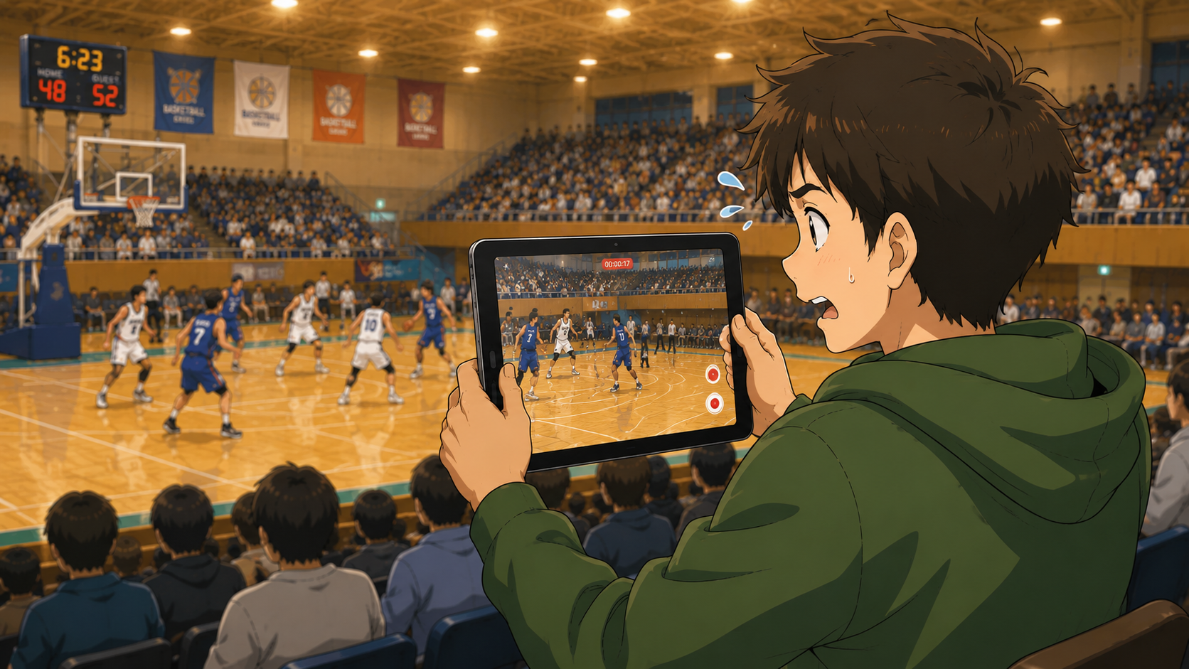 タブレットでバスケを撮影